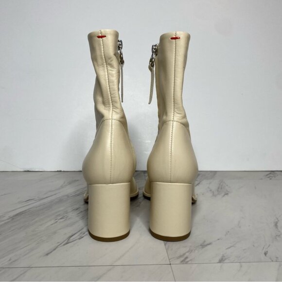 Aeyde Creamy Leather Heeled Bootie 37 / 7 - Picture 3 of 14